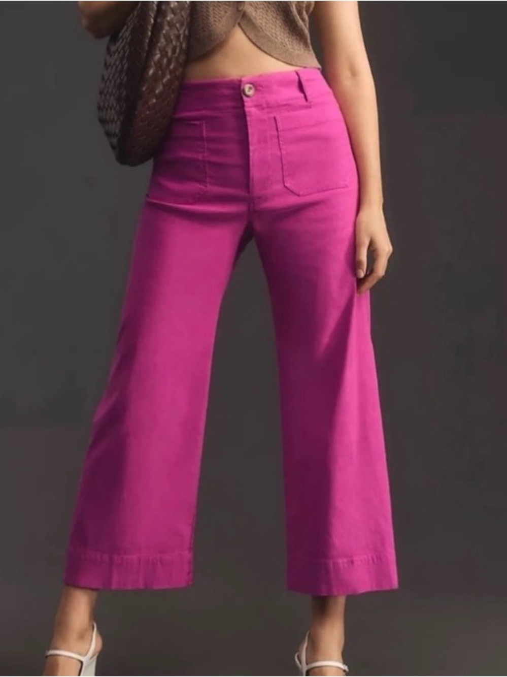 Anthropologie Maeve Colette Cropped Wide-Leg Magic Fabric pant size 29 Purple